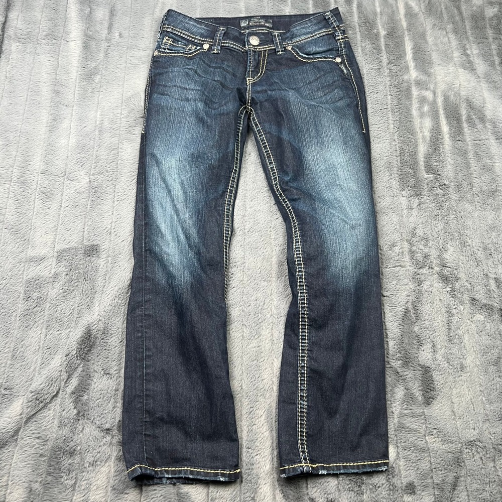 Silver Jeans Co Suki Capri Dark Wash Denim Mid Rise Curvy Fit Size 27 W27